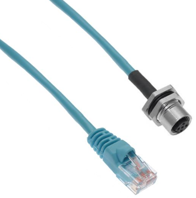 MDE45-4FR-RJ45-BM-1M MENCOM ETHERNET CORDSET<br>4 PIN M12 FEMALE RJ45 MALE STR 1M BACK MOUNTED PVC TEAL 24AWG 60VDC